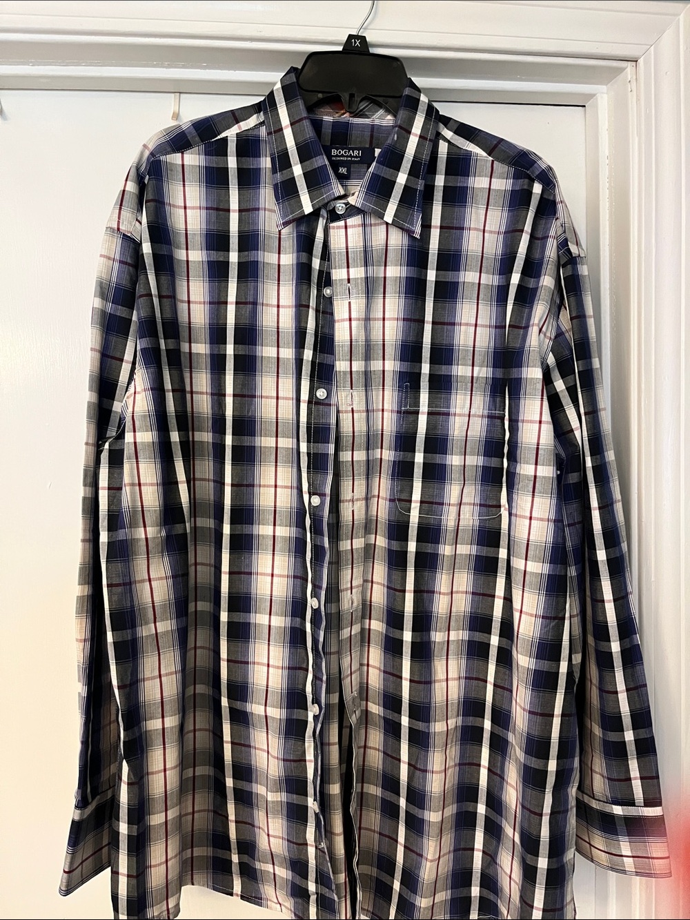 Bogart Navy & White Plaid Long-Sleeve Button-Down Shirt